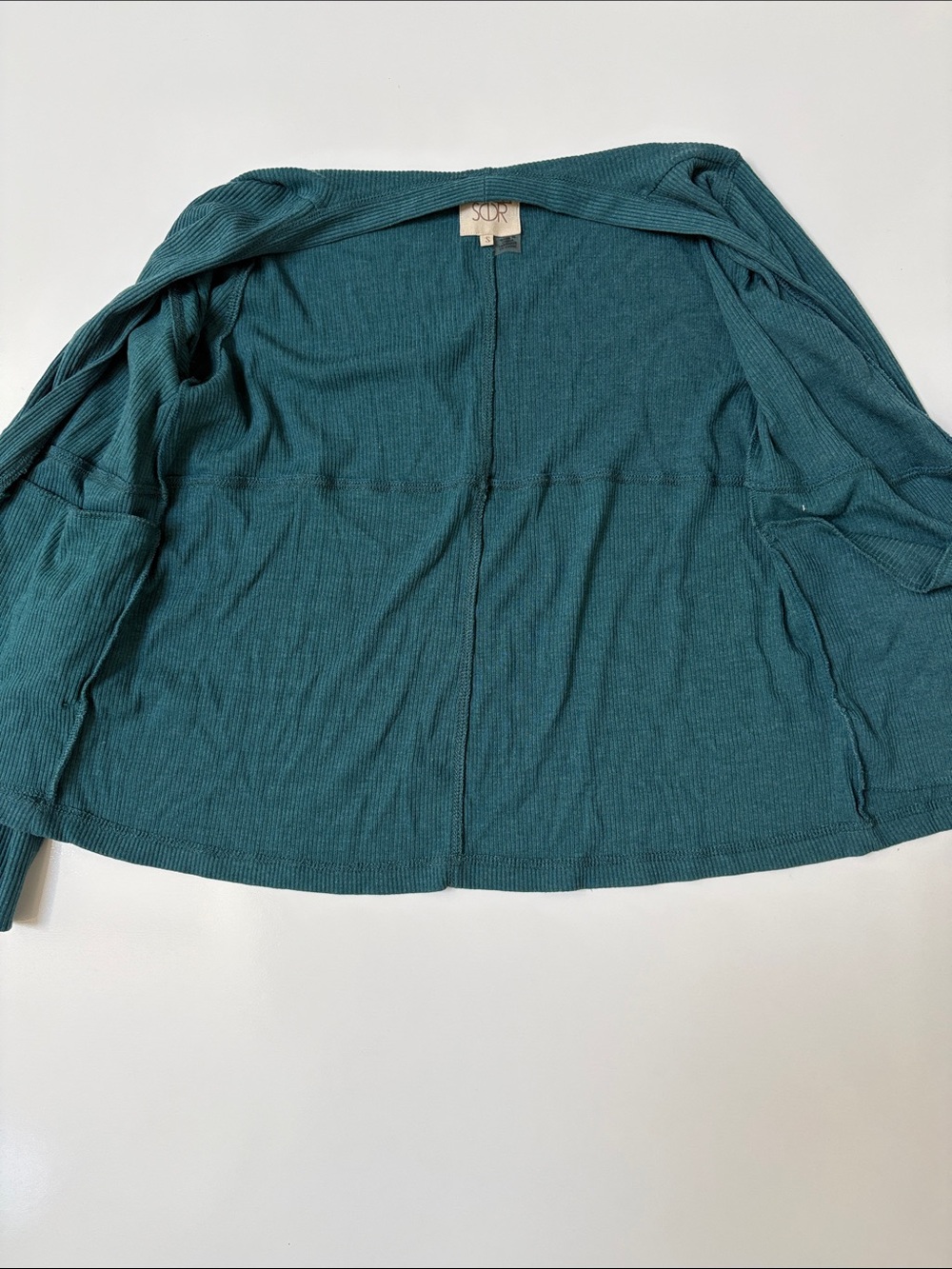 Chaser teal ribbed knit open-front cardigan - Picture 5 of 7